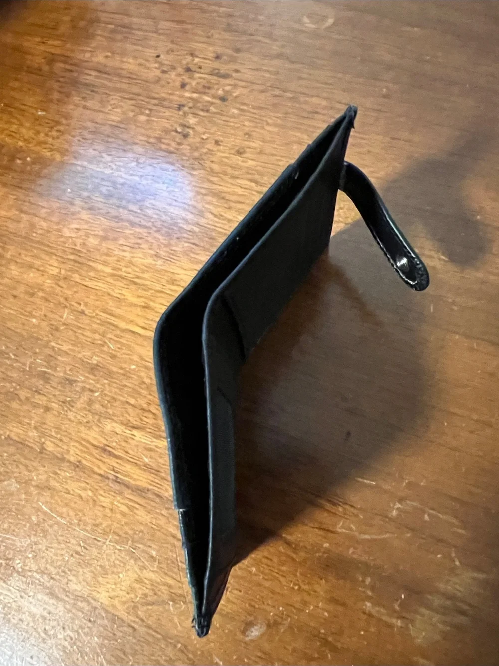 Black Leather Snap Card Wallet